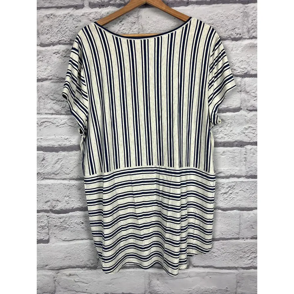 Chico's Women's XL Nautical Coastal Preppy Minimalist Vacation Striped‎ T-Shirt